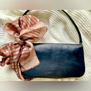 Kenneth Cole Black Leather Shoulder Bag | Slim Classic Silhouette